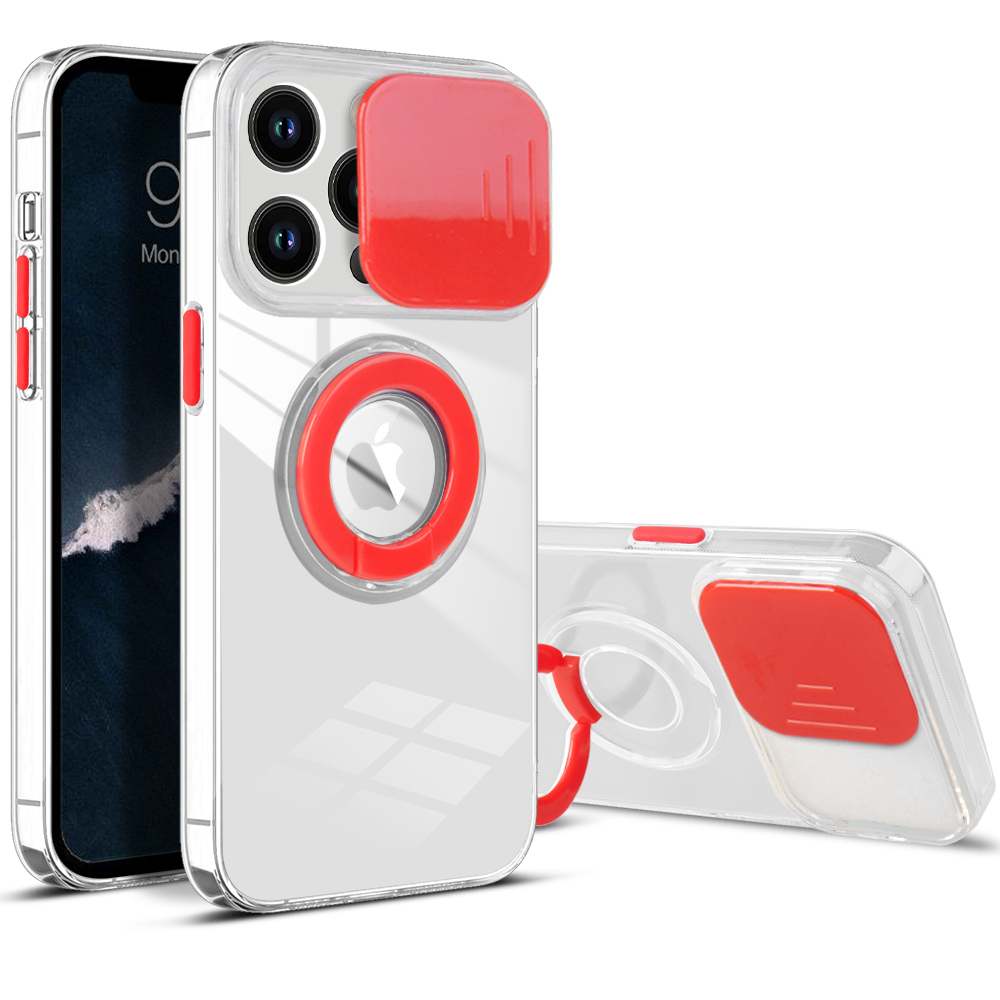 TPU Ring Holder Sliding Camera Protection Case Cover for iPhone 14 Pro - Picture 6 of 8