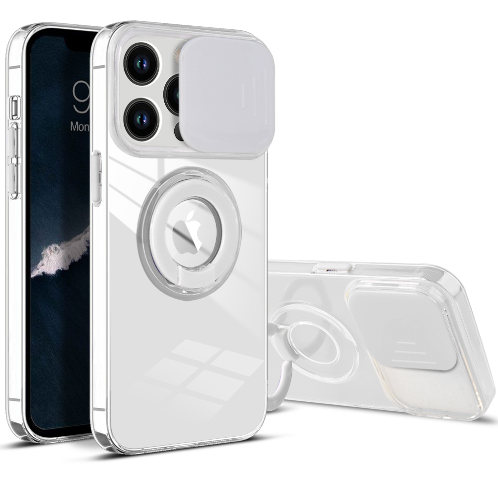 TPU Ring Holder Sliding Camera Protection Case Cover for iPhone 14 Pro - Picture 7 of 8