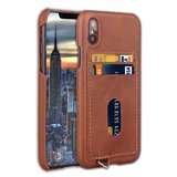 Back Cover with Card Pocket Case for iPhone X / XS [Dark Brown]