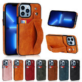 Leather Card Holder Wrist Strap Case Cover for iPhone 14 Pro