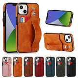 Leather Card Holder Wrist Strap Case Cover for iPhone 14 Plus