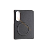 Leather magnetic protective case with front temper glass for Samsung Fold 8 wide version [Black]