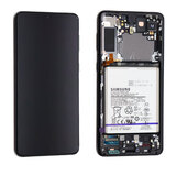 OLED Digitizer Touch Screen with Frame + Battery for Samsung Galaxy S21 Plus 5G G996 (Service Pack) [Phantom Black]