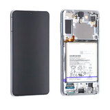 OLED Digitizer Touch Screen with Frame + Battery for Samsung Galaxy S21 Plus 5G G996 (Service Pack) [Phantom Silver]