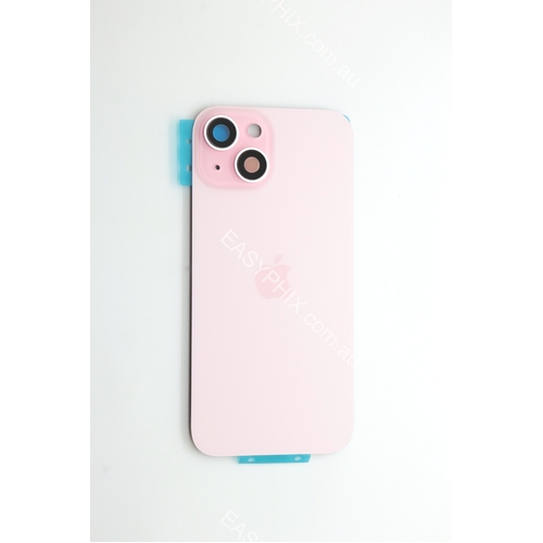 Back Cover Assembly for iPhone 15 with camera and back rack (High Quality) [Pink]