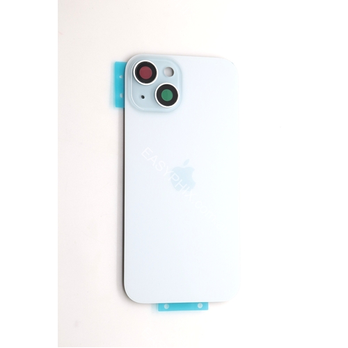 Back Cover Assembly for iPhone 15 with camera and back rack (High Quality) [White/Blue]