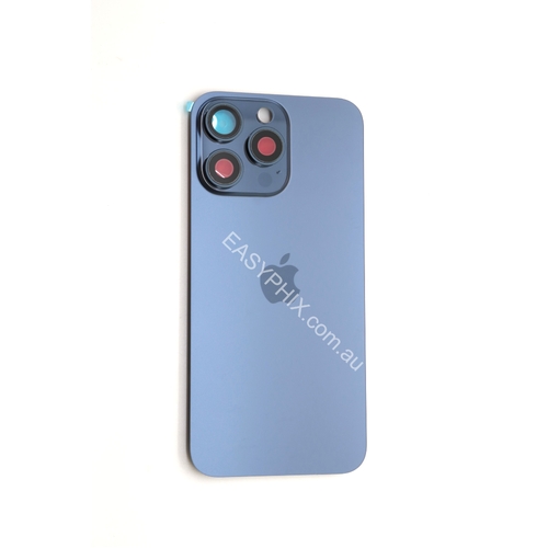 Back Cover Assembly for iPhone 15 Pro Max with camera and back rack (High Quality) [Blue]