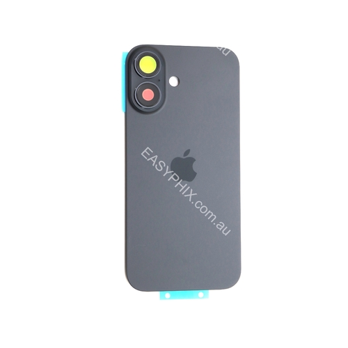 Back Cover Assembly for iPhone 16 with camera and back rack (High Quality) [Black]
