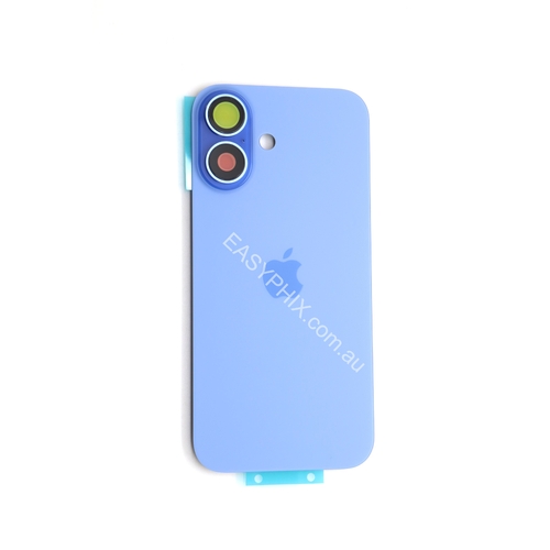Back Cover Assembly for iPhone 16 with camera and back rack (High Quality) [Blue]
