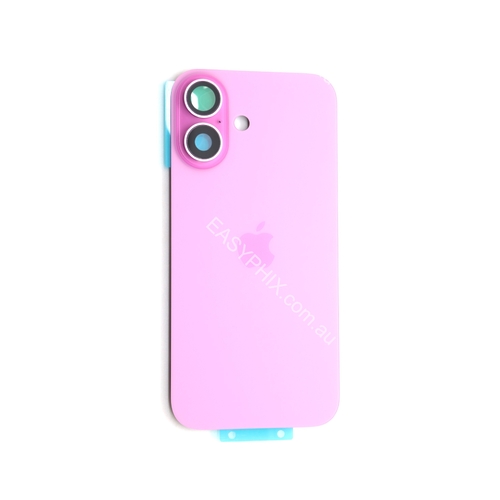 Back Cover Assembly for iPhone 16 with camera and back rack (High Quality) [Pink]