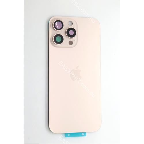 Back Cover Assembly for iPhone 16 Pro Max with camera and back rack (High Quality) [Gold]