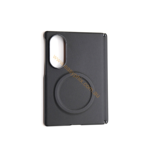 Leather magnetic protective case with front temper glass for Samsung Fold 8 wide version [Black]