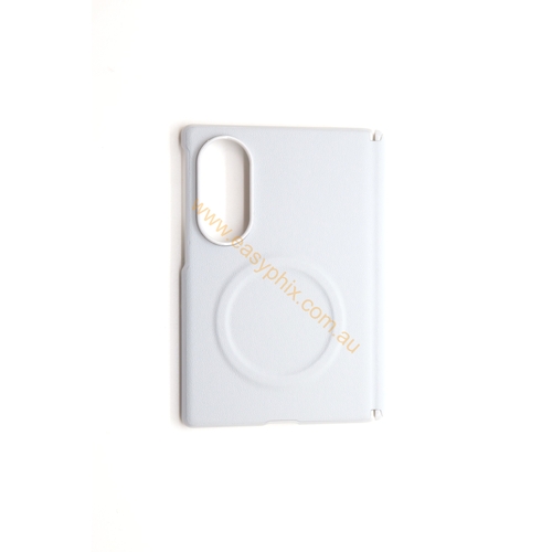 Leather magnetic protective case with front temper glass for Samsung Fold 8 wide version [Offwhite]