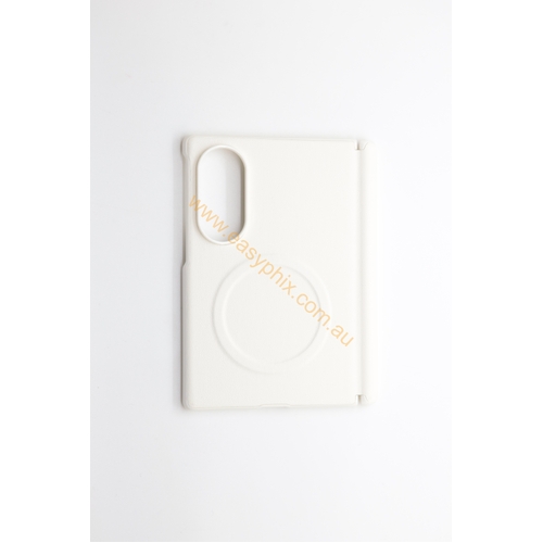 Leather magnetic protective case with front temper glass for Samsung Fold 8 wide version [White]